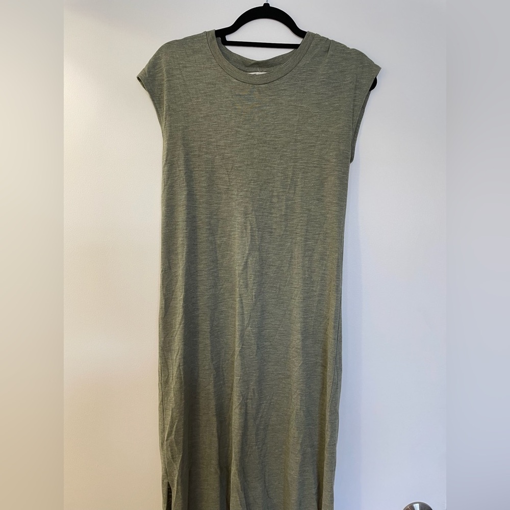 Madewell Muted Green Sleeveless T-Shirt Midi Lightweight Dress Size S